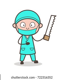 Confused Surgeon with Saw Cutter Vector
