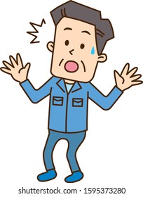 Confused, surprised, surprised middle-aged worker