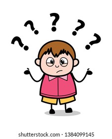 Confused - Teenager Cartoon Fat Boy Vector Illustration