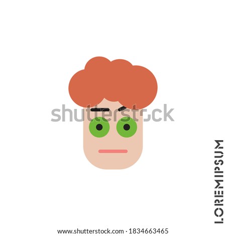 Confused Thinking Emoticon boy, man Icon Vector Illustration. color Style. 