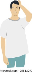 Confused and Thinking People Illustration. Difficult Problem. Isolated Cartoon Vector Character.