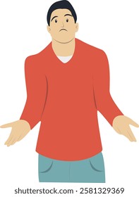 Confused and Thinking People Illustration. Difficult Problem. Isolated Cartoon Vector Character.