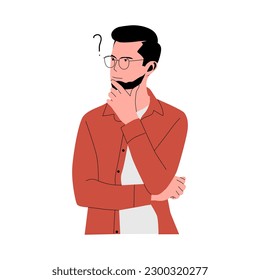 confused thinking person,vector flat illustration