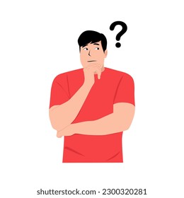 confused thinking person,vector flat illustration