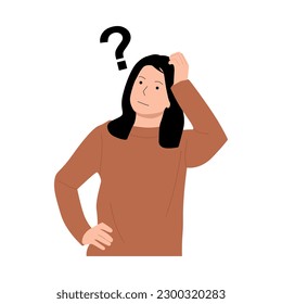 confused thinking person,vector flat illustration