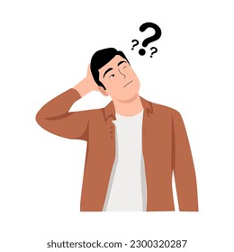 confused thinking person,vector flat illustration