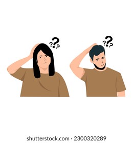 confused thinking person,vector flat illustration