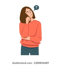 confused thinking person,vector flat illustration