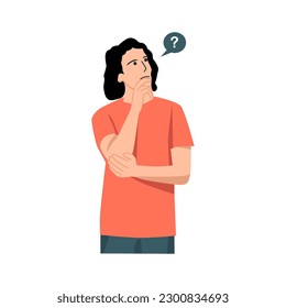 persona de pensamiento confuso, ilustración plana vectorial