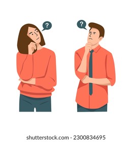 confused thinking person,vector flat illustration