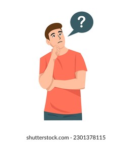 confused thinking person,vector flat illustration