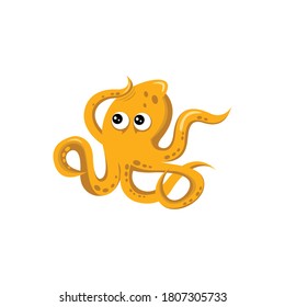 Confused, thoughtful octopus mascot illustration, vector