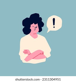 Confused thoughtful person. Cartoon style character. Hand drawn Vector isolated illustration.  Confusion, contemplation, dilemma, thinking, wondering concept