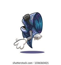 Confused tornado stares upwards, vector illustration