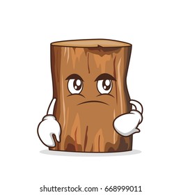 Confused tree trunk character cartoon vector illustration