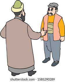  confused two people standing talking