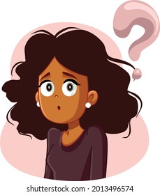 
Confused Woman Having Many Questions Vector Cartoon. Young adult looking for the answer to a burning question
