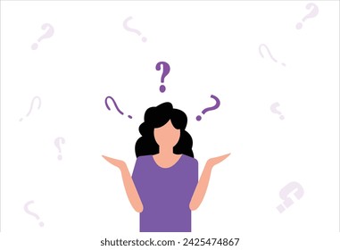Confused woman standing in the path of uncertainty
