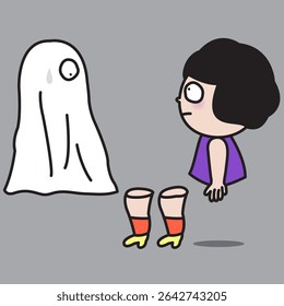 Confused Young Lady Feeling Lose Her Feet. Unbalanced Physically Or Emotionally Concept Cartoon Character illustration