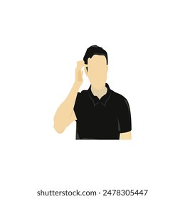 Confused young man cartoon character in casual clothes while scratching his head. Unhappy man confused