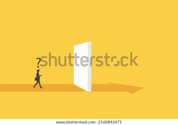 confusing businessman blocked wall.\
business gap concept. Business decision making, career path, work\
direction or choose the right way to success\
concept