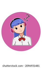 Confusing girl back to school cartoon illustration