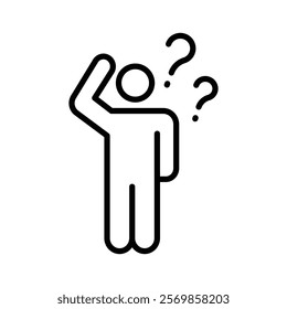 Confusing man icon Black and white outline vector