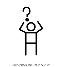 Confusing man icon black and white vector sign