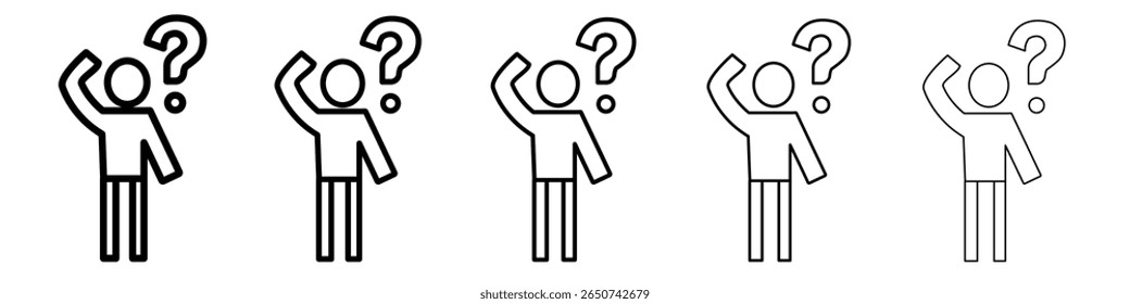 Confuso ícone homem plano ilustração conjunto logotipo