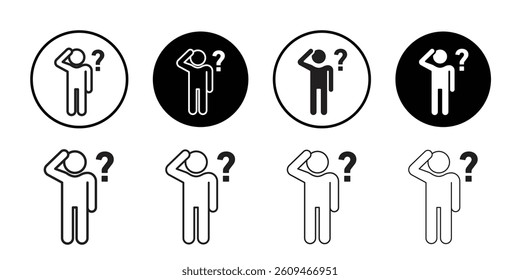 Confusing man icon Line Art Logo set