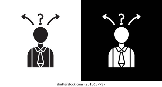 Confusing man icon Thin line flat illustration