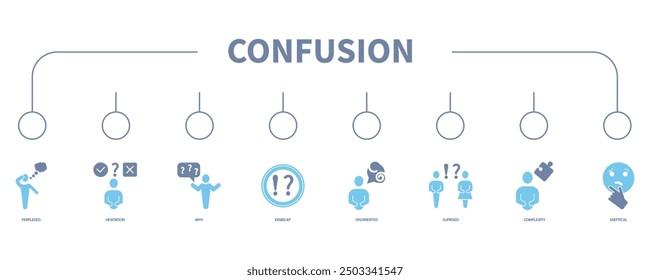 confusion banner web icon vector illustration concept