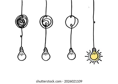 confusion clarity or path vector idea concept. Simplifying the complex . Doodle vector illustration.