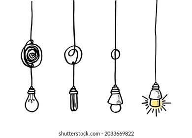 claridad de la confusión o concepto de idea de vector de ruta. Simplificación del complejo. Ilustración del vector Doodle.