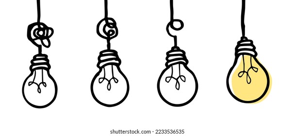 confusion clarity or path vector idea concept. Simplifying the complex . Doodle vector illustration.