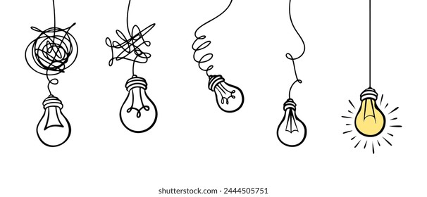 confusion clarity or path vector idea concept. Simplifying the complex . Doodle vector illustration.