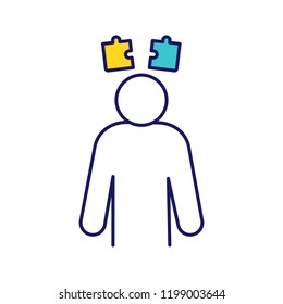 Confusion color icon. Solutions searching. Problem solving. Thinking. Troubled person. Stress symptom. Isolated vector illustration