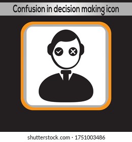 Confusion in decision making icon. vector graphics