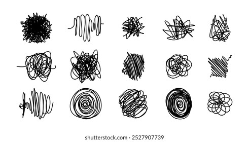 Verwirrung Doodle Linie Skizze Stil. skizzenhafte Stiftlinien und handgezeichnete Elemente zum Kritzeln. Vektorgrafik