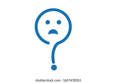 Confusion expression icon vector illustration blue version