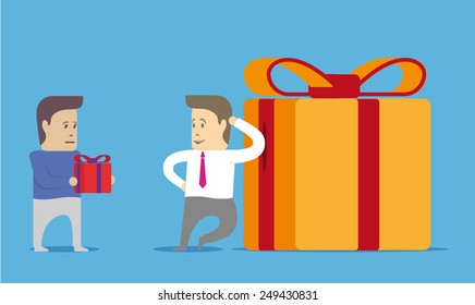 Confusion and frustration. A gift that brought man was too small.