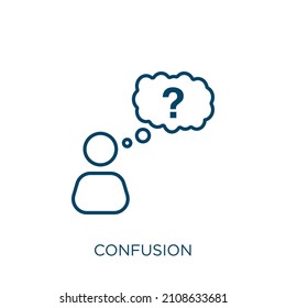 confusion icon. Thin linear confusion outline icon isolated on white background. Line vector confusion sign, symbol for web and mobile