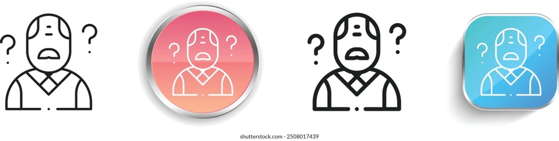 confusion icon. Thin Linear, Regular and Button Style Design Isolated On White Background