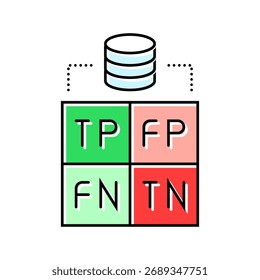 vetor de ícone de cor de aprendizado de máquina de matriz de confusão. símbolo isolado ilustração