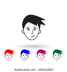 Confusion on the face multi color icon. Simple glyph, flat vector of facial expressions icons for ui and ux, website or mobile application