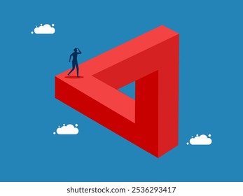 Confusion with the problem. Businessman is thinking on the Penrose triangle