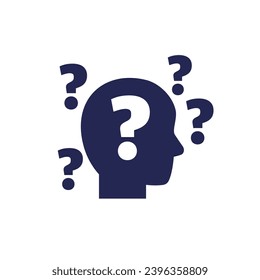 Confusion and uncertainty icon on white