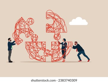 Confusion in work, miscommunication unclear information. Unclear information. Vector illustration