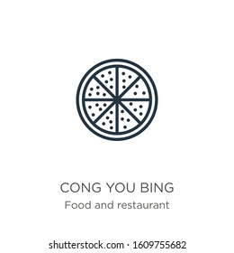 Cong you bing icon. Thin linear cong you bing outline icon isolated on white background from food and restaurant collection. Line vector sign, symbol for web and mobile