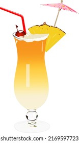 Conga cocktail with pineapple slice and a pink umbrella